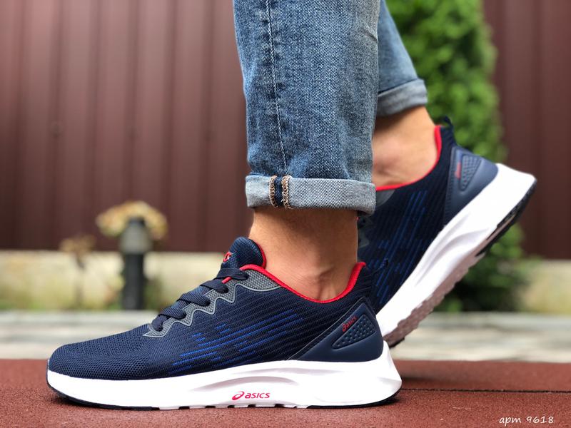 Мужские кроссовки asics сетка в стиле асикс синие с белым красные ...