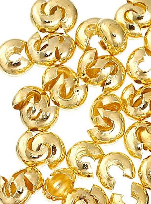 Кримп, бусина, стопер, фиксатор, зажим, медь, цвет: золото, закрытый: 4 ...