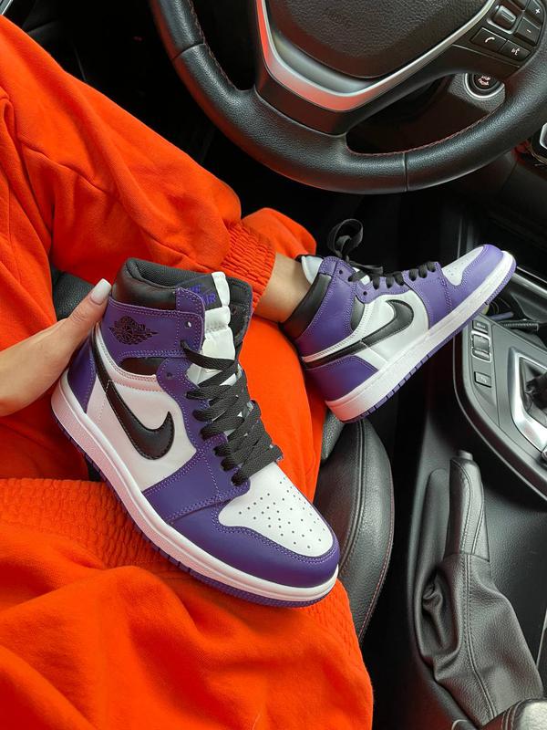 Кроссовки высокие найк джордан 1 фиолетовые nike jordan 1 high violet ...