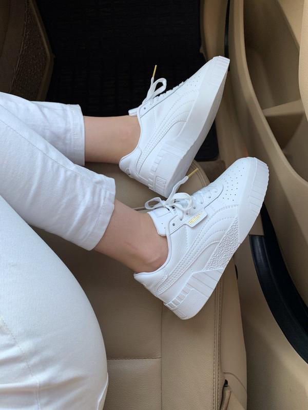 Женские белые кожанные кеды кроссовки puma cali white / пума кали белые ...