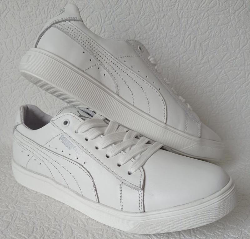 Puma classic! мужские белые кожаные кеды натуральная кожа пума классик ...