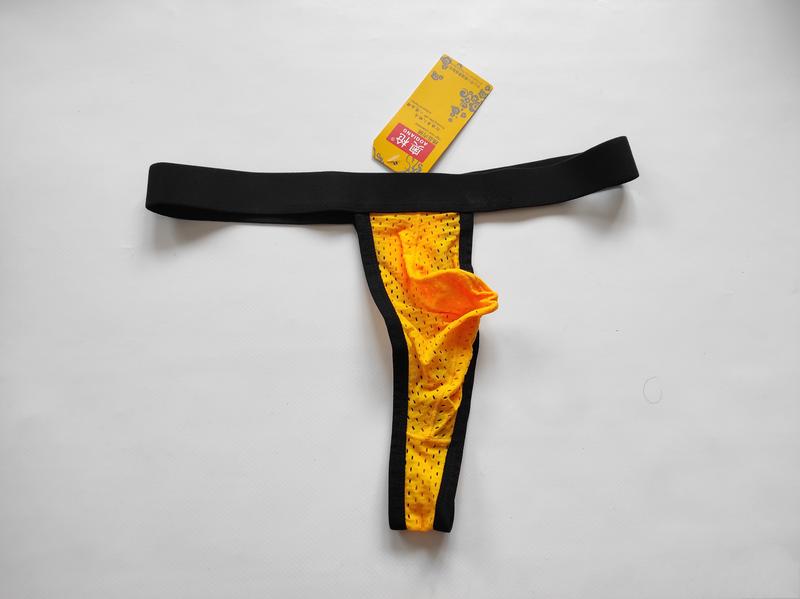 Мужские трусики стринги с перфорацией жёлтые трусы труси чоловічі жовті ...