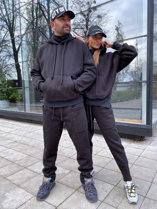 Костюм спортивный спортивний прогулочный парный парний family look фэмили лук для парня и девушки теплый тёплый теплий чорний черный чёрный — цена 630 грн в каталоге Спортивные костюмы ✓ Купить мужские вещи