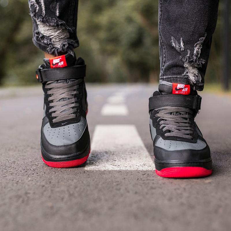 Кросівки nike air force 1 black\grey\red — купити в Україні