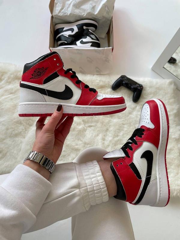 Nike air jordan 1 high red white женские кроссовки красные высокие ...