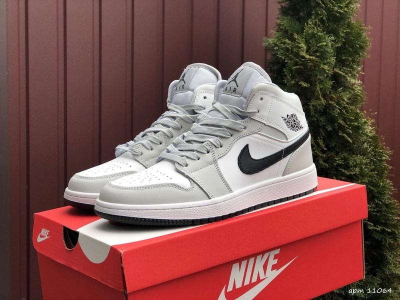 Мужские высокие серые кожаные кроссовки nike air jordan🆕 найк джордан ...