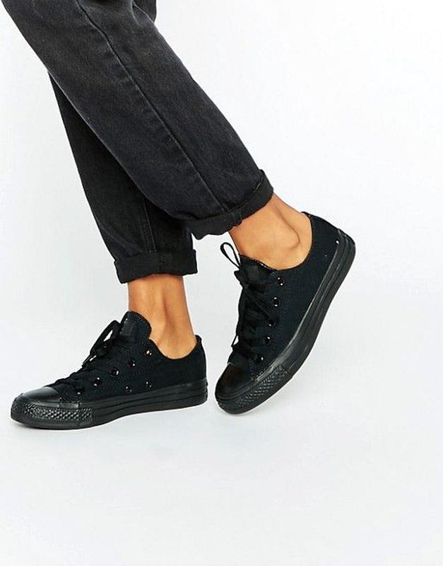 converse all star leather mono ox trainers black