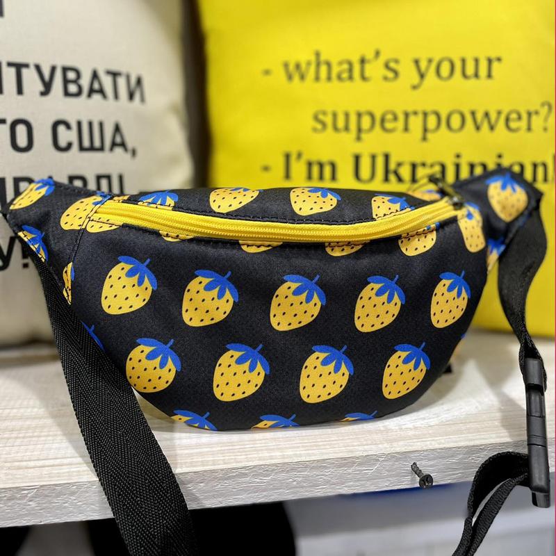 Сумка на пояс бананка bumbag полуниці патріотичні 27x16 см (bb_22u007 ...