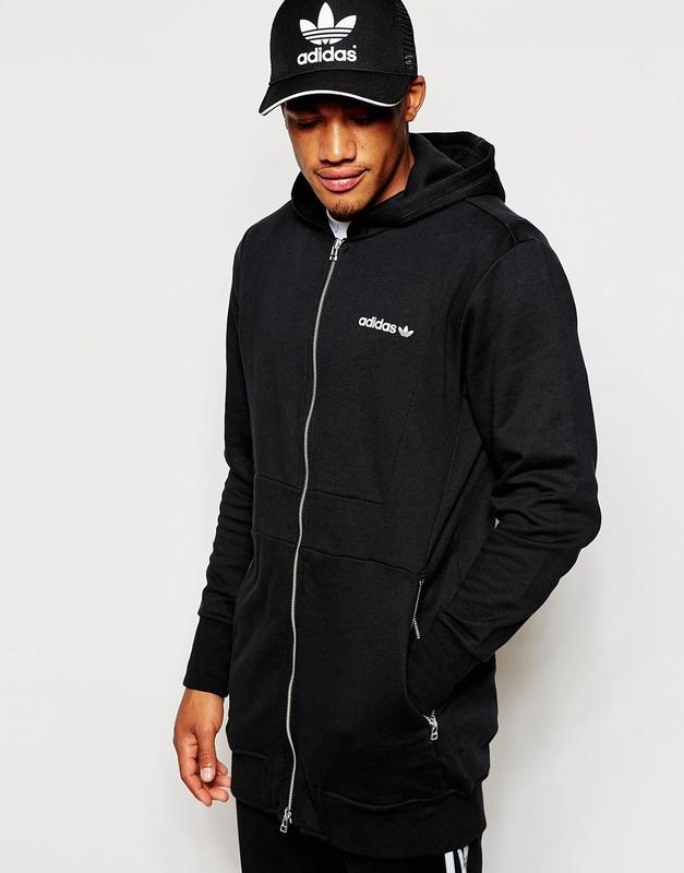 adidas originals longline zip up hoodie. l 900 93538496