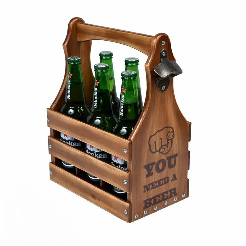 Деревянный ящик для пива you need a beer темный (для бутылки 0.5 - 6 шт ...