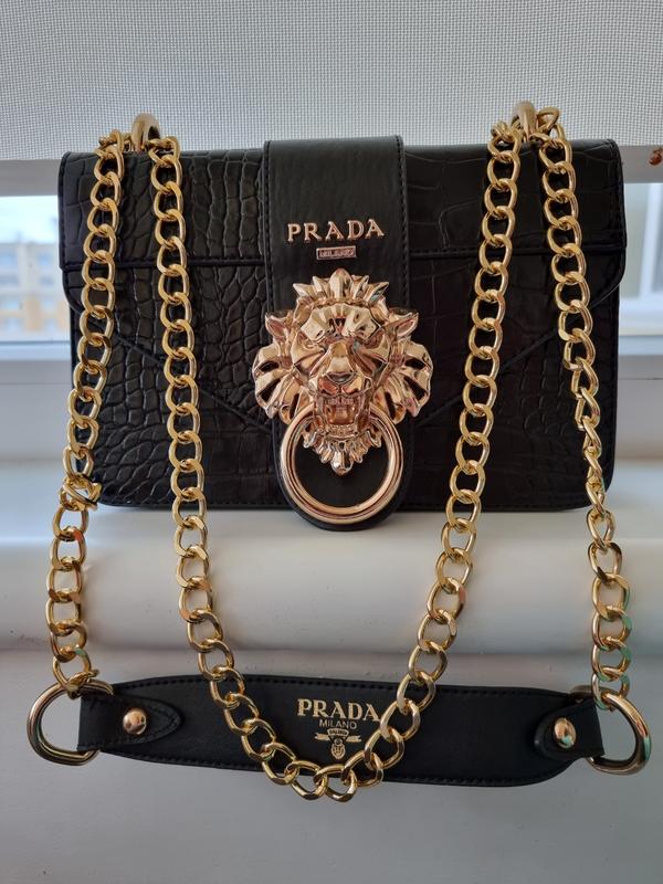 Чёрная сумка в стиле prada lion, чорна сумка в стилi прада, сумка со ...