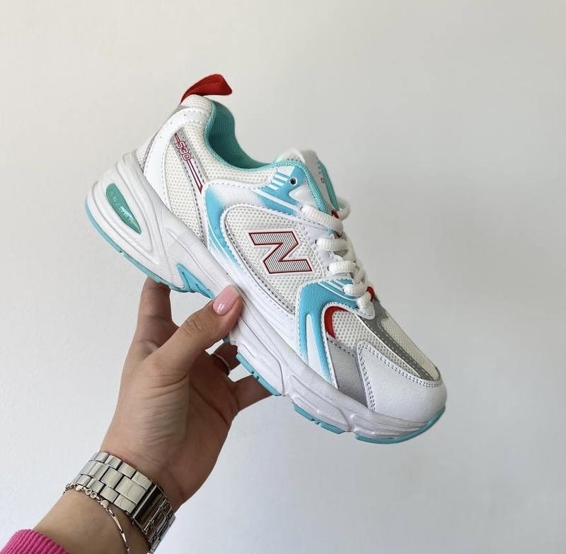 Nb new balance 530 white blue red трендові жіночі білі блакитні яскраві ...