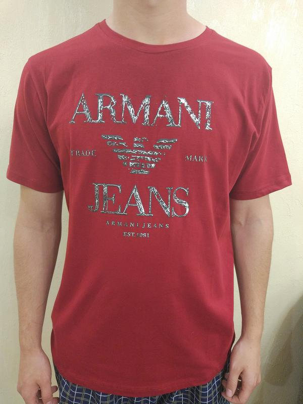 Красная мужская футболка armani jeans l xl 2 xl — цена 300 грн в каталоге  Футболки ✓ Купить мужские вещи по доступной цене на Шафе | Украина #13358341