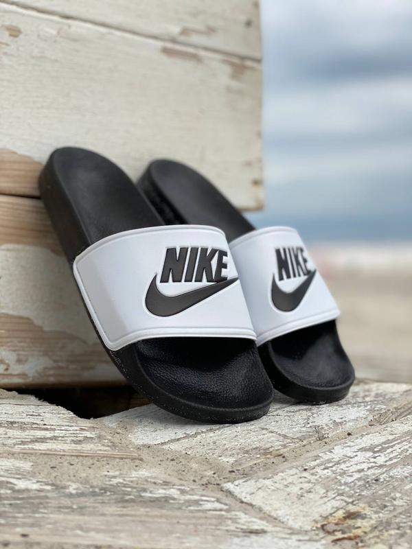 Сланцы мужские, женские nike, черно-белые (тапочки, шлепанцы), найк ...