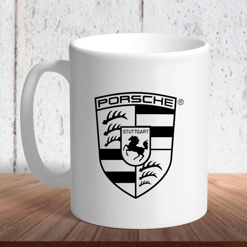 Белая кружка (чашка) с логотипом автомобиля "porsche logo" — цена 301 ...