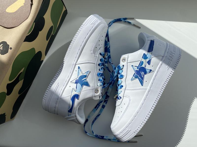 Кроссовки a bathing ape bape sta bapesta low abc camo blue — цена