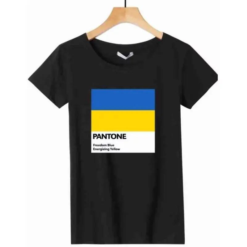 Женская патриотическая украинская футболка c флагом украины пантон ...