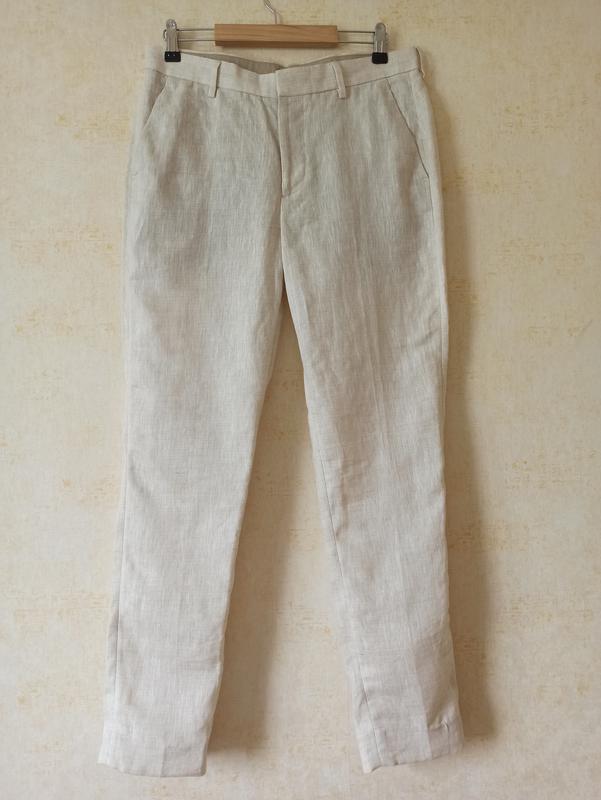 Чоловічі лляні штани брюки льон, мужские льняные штаны h&m slim fit ...