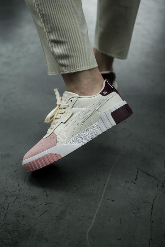 Кроссовки puma cali white женские кожаные белые пума модные кеды на ...