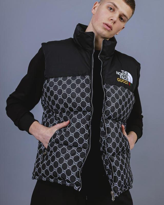 Мужская жилетка the north face x gucci (зе норт фейс x гуччи), черная ...