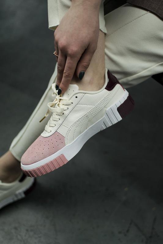 В наличии кроссовки puma cali white женские кожаные белые пума модные ...