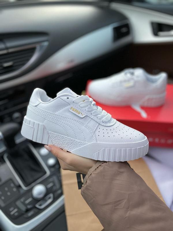 Кроссовки puma cali white женские кожаные белые пума модные кеды на ...