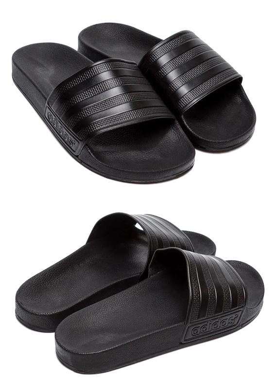 Мужские кожаные летние шлепанцы сланцы adidas (адидас) black, летние ...