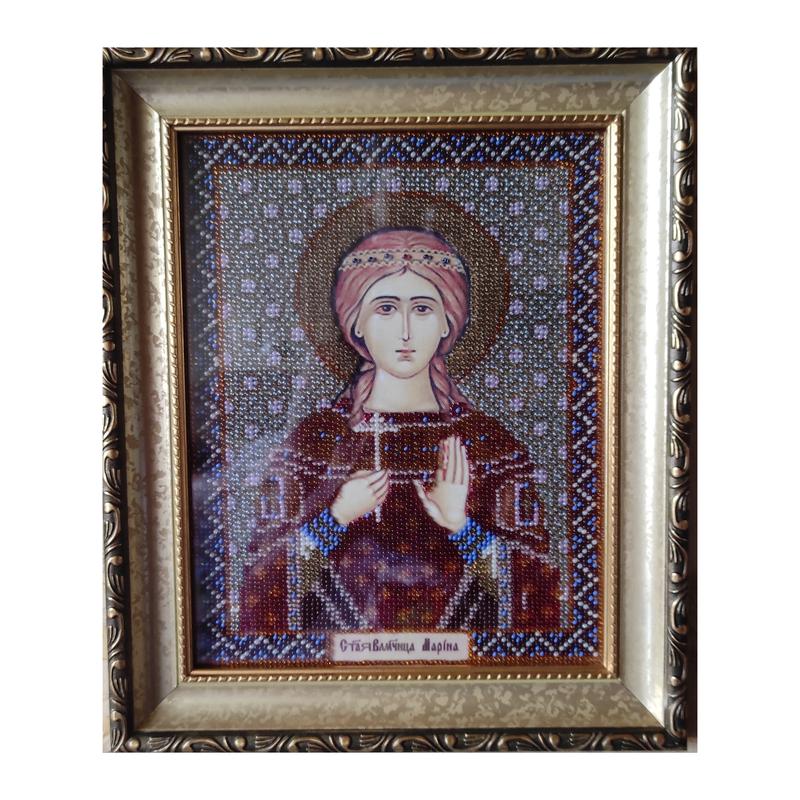 Икона картина святая великомученница марина вышитая бисером в рамке со ...