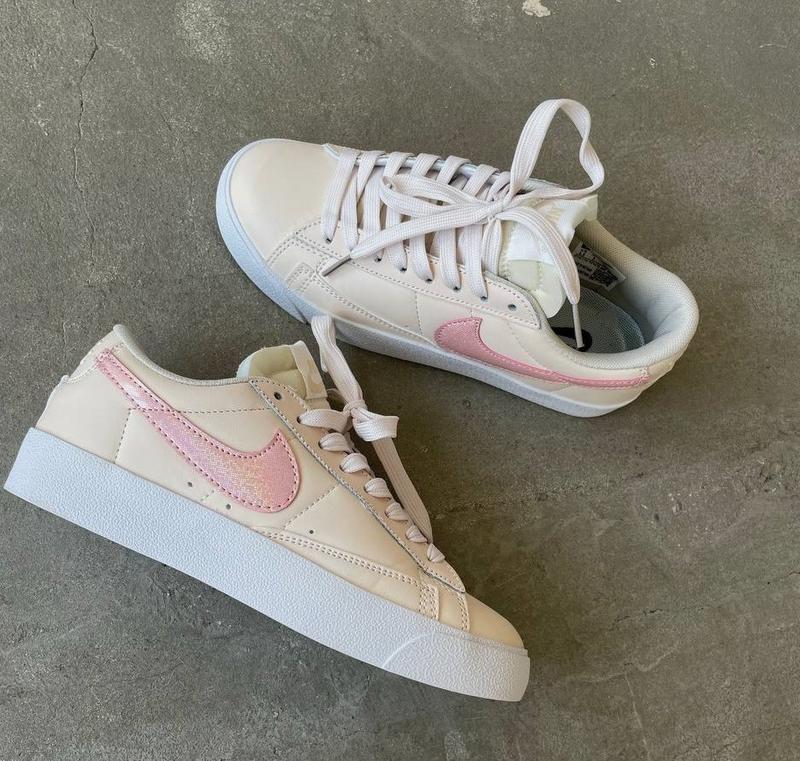 Женские кроссовки nike blazer low 77 glitter pink (найк блейзер лоу ...