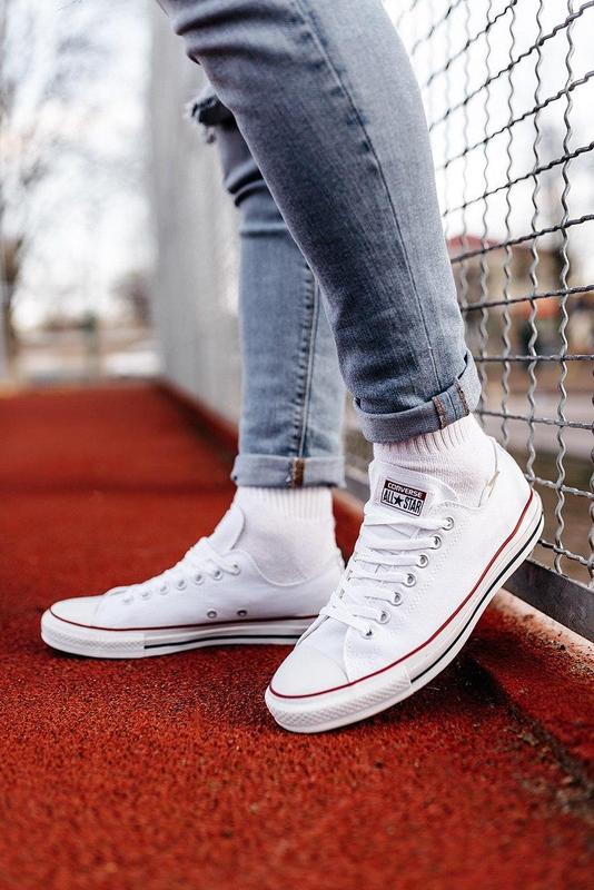 Кеди чоловічі converse white black & red lines / мужские кеды конверси ...