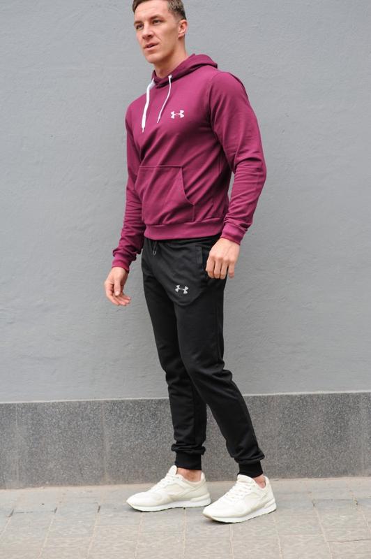 Мужской спортивный костюм under armour (андер армор), бордовая худи и ...