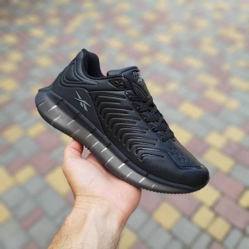 Мужские летние кроссовки reebok zig kinetica чёрные с серым модные ...