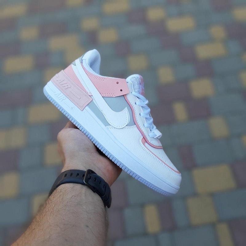 Женские летние низкие кроссовки nike air force shadow белые с серым с ...