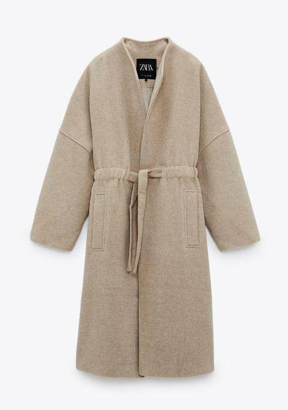 Пальто zara з поясом із вовни zara (оверсайз ) — ціна 3950 грн у ...