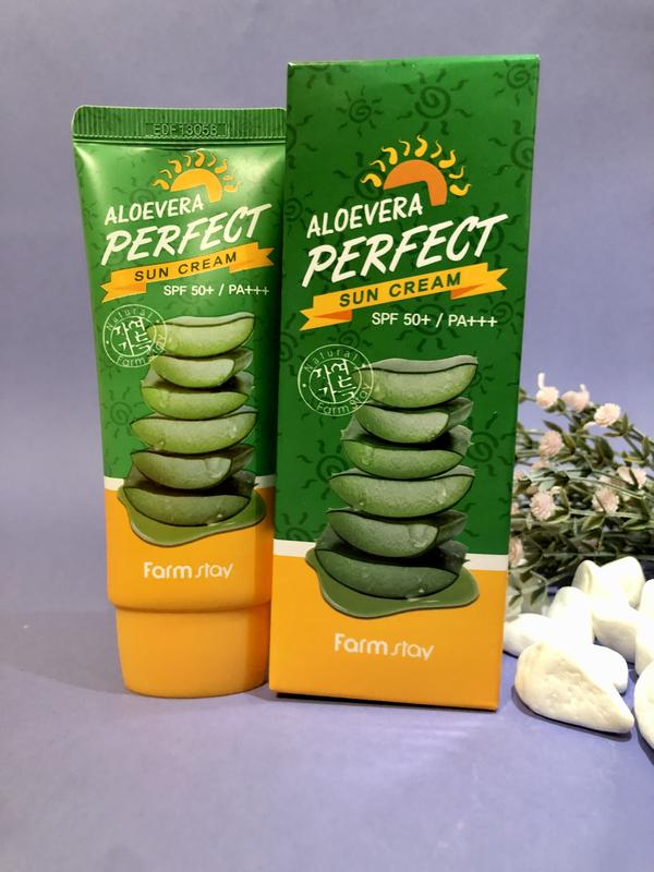 Солнцезахисний крем з алоє spf50+ farmstay aloevera perfect sun cream ...