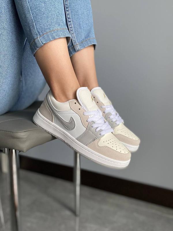 Кроссовки женские nike air jordan 1 low beigе/кросівки жіночі найк аір ...