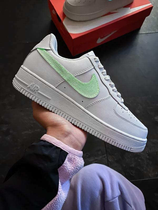 Кожаные женские кроссовки nike air force светятся в темноте білі жіночі ...