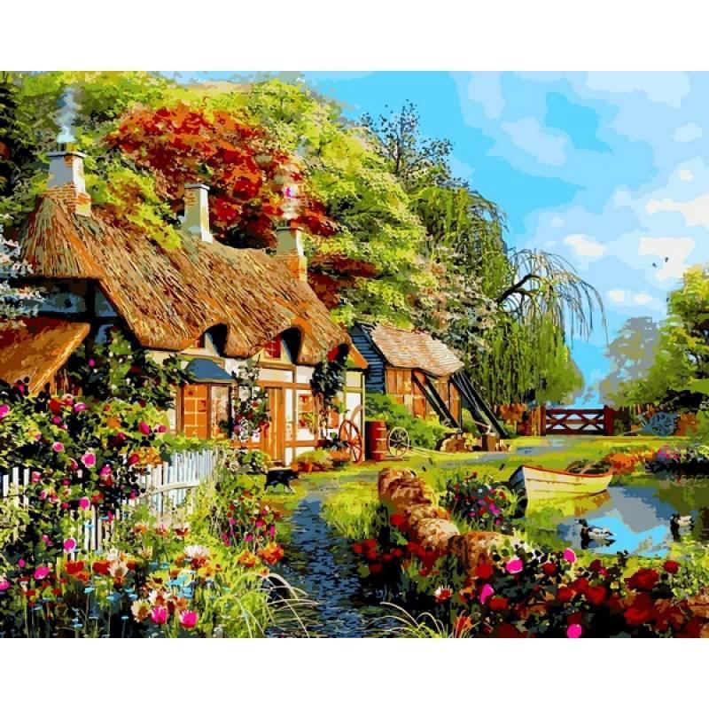 Картина по номерам рисование mariposa q2207 дом в цветах, 40x50 см ...