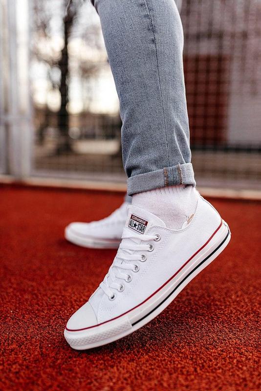 Чоловічі кеди converse white black & red lines мужские кеды конверсы ...