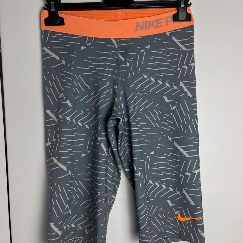 Велосипедки nike pro сірі помаранчева резинка найк про лосіни легінси ...