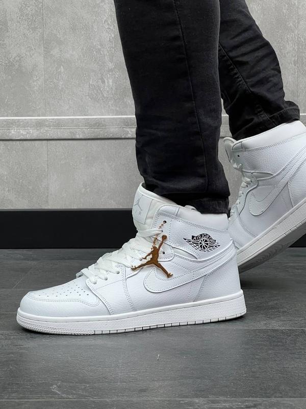 Nike air jordan high all white, мужские кроссовки найк джордан белые ...