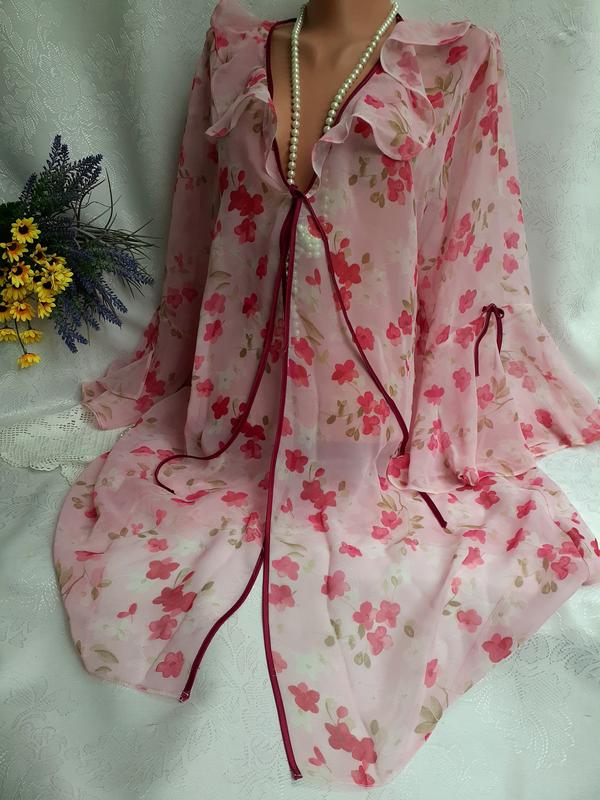 Patci 🌺 пеньюар домашний шифоновый халатик летящий прозрачный с рукавом ...