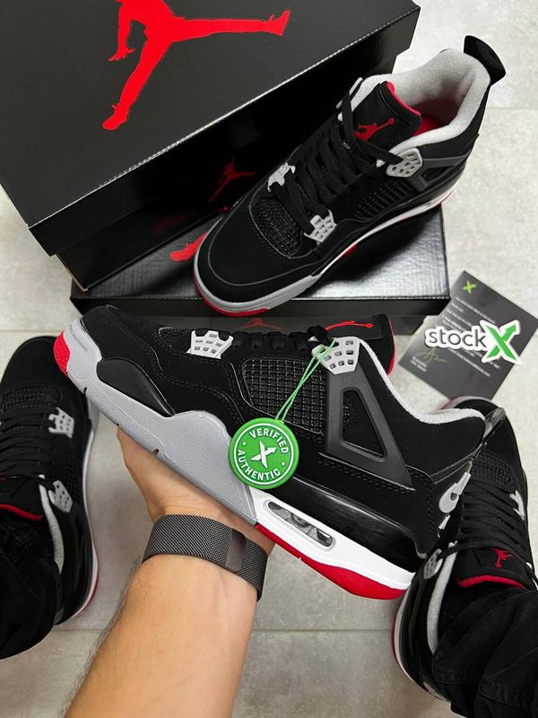 Кросівки джордан 4 чоловічі чорні nike jordan 4 black red, кроссовки ...