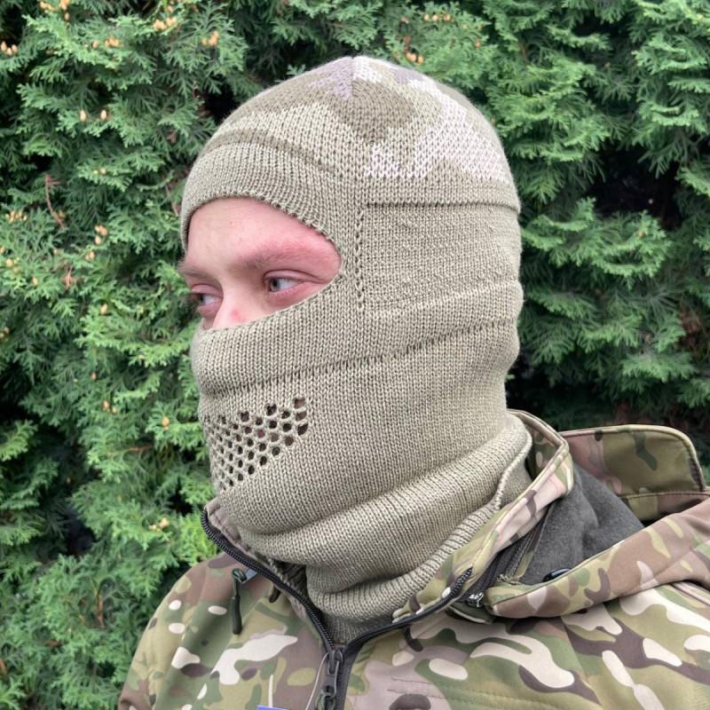 Балаклава-шапка тактическая вязанная всу (зсу) 8681 хаки — цена 326 грн ...