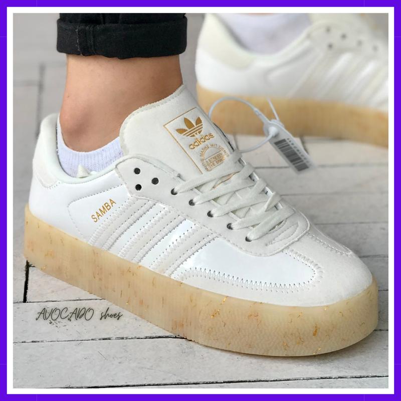 Кроссовки женские adidas sambа white / кеды адидас самба белые бежевые ...
