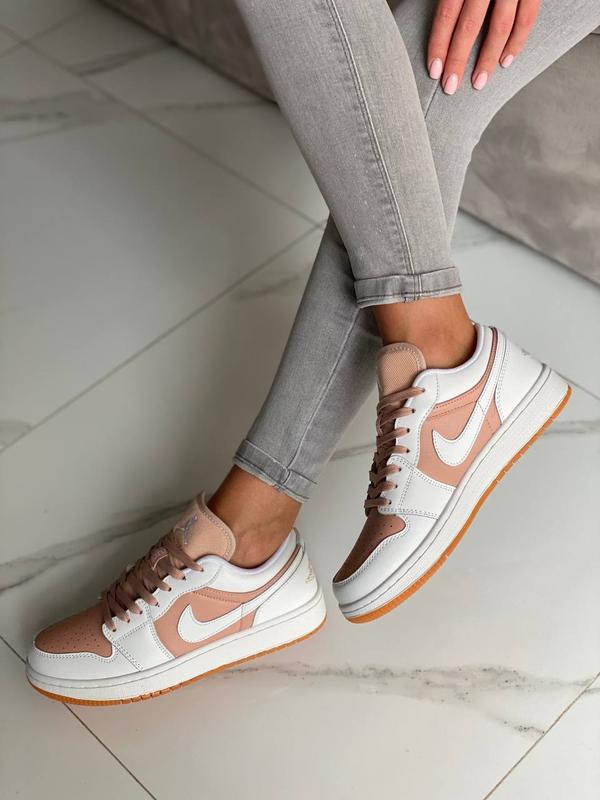 Nike air jordan 1 low white beige кросівки найк джордан білі бежеві ...