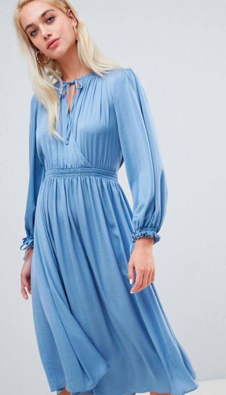 Голубое Платье Плиссе