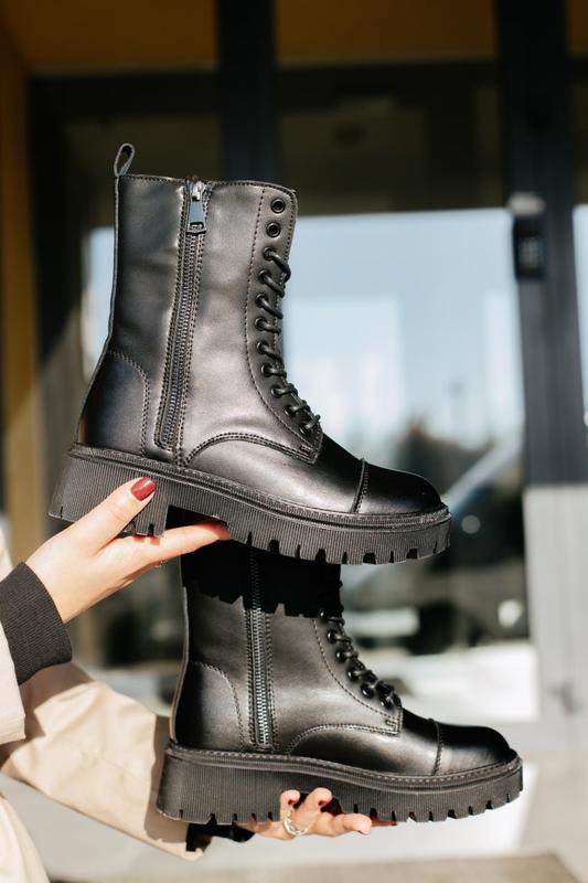 Женские высокие кожаные ботинки на меху balenciaga boot tractor fur ...