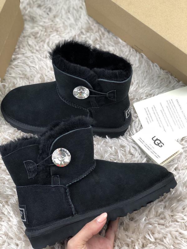 ugg mini bailey button bling black