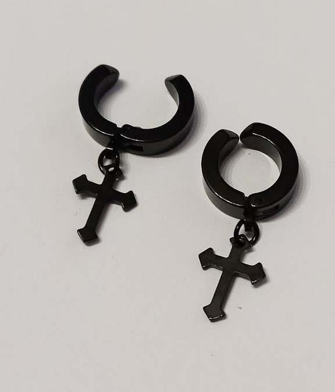 Серьга клипса крест